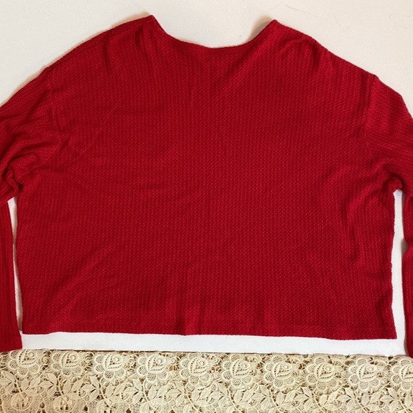 EUC! OLD NAVY L/S OVERSIZED WARM THERMAL CROP SHIRT Red Lightweight Sweater XXL - Picture 8 of 10
